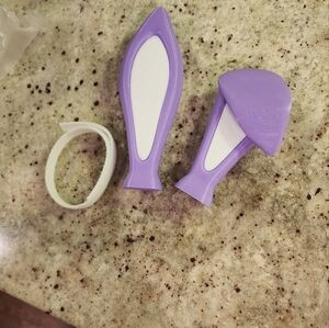 Lavender Purple and White Bunny Ear Attachment For Headphones